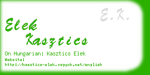 elek kasztics business card